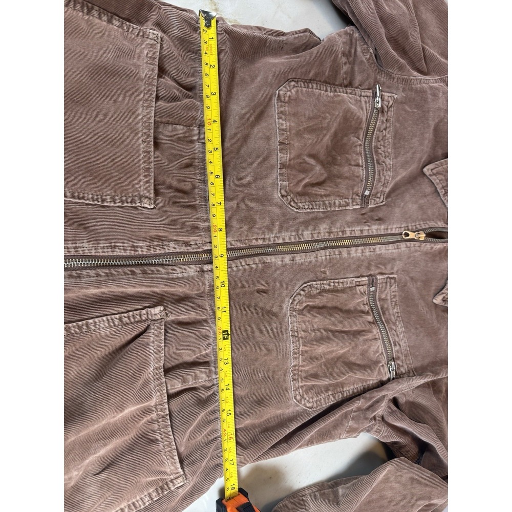 Free People Brown Corduroy Jumpsuit XL Zip Front Utility One Piece Fitted - Picture 16 of 16